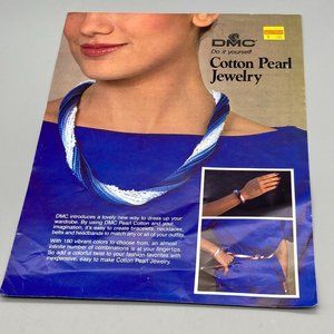Vintage DIY Cotton Pearl Jewelry Pattern, DMC Yarns 1980s